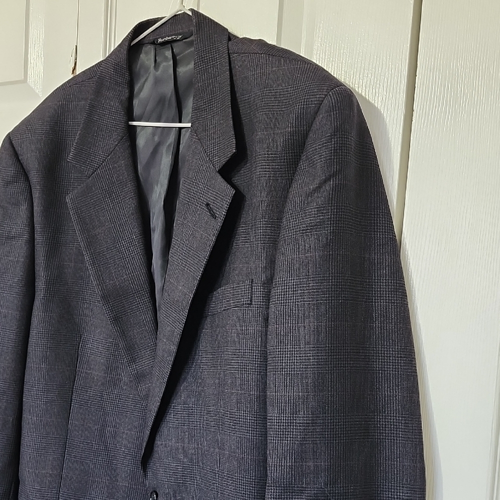 Burberry Charcoal Checkered 100% Pure Wool Blazer